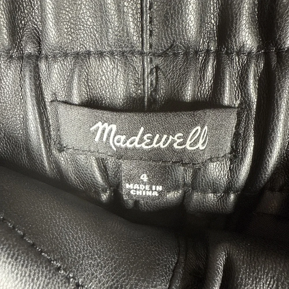Madewell With Tags Black Vegan Faux Leather Paper Bag Tapered Ankle Pants 4 - Picture 8 of 14